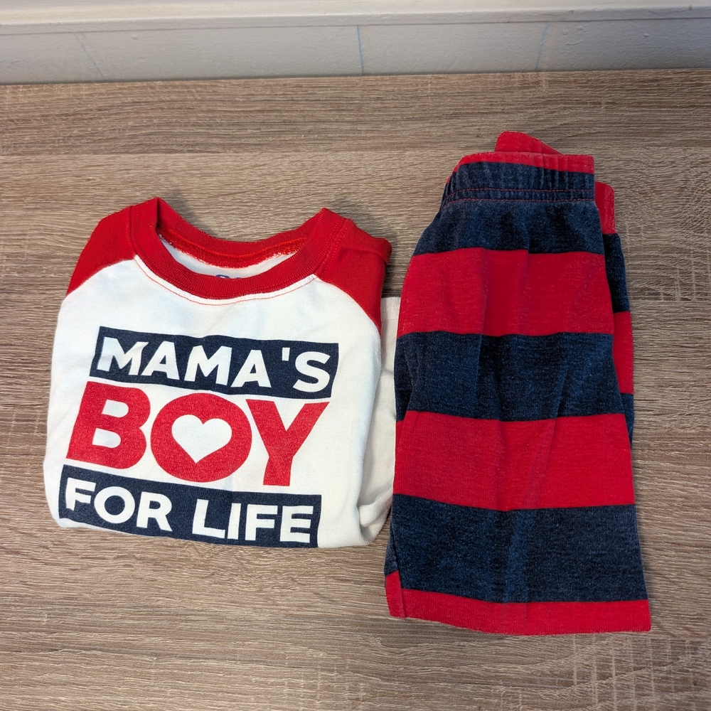 Mama's Boy for Life Red and Navy Kids Pajama Set
